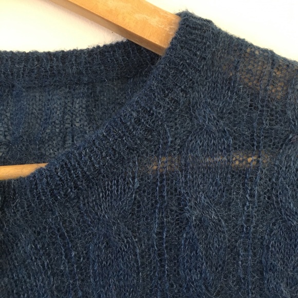 Joe Fresh Blue Cable Knit Mohair Cardigan SZ S/XS - Picture 2 of 3